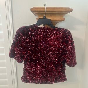 Nanette Lepore Red Sequin Top